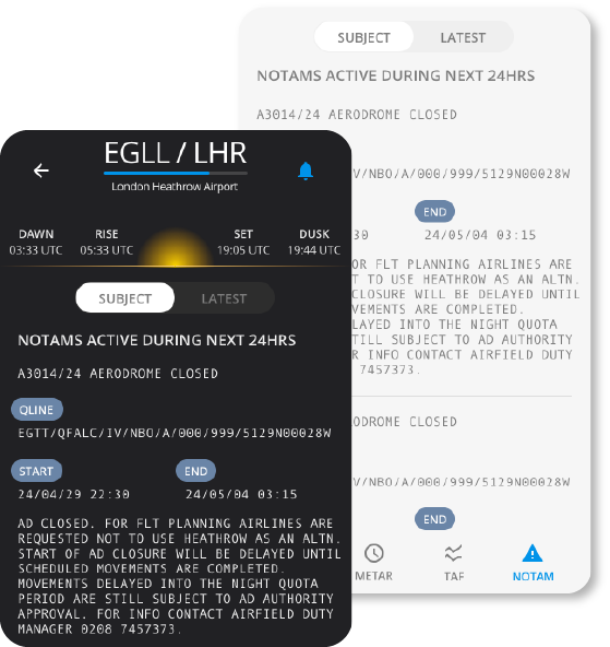 View up to date NOTAM data