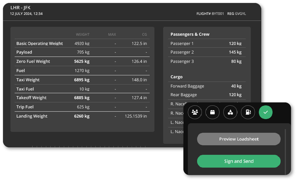 View & Sign Loadsheet