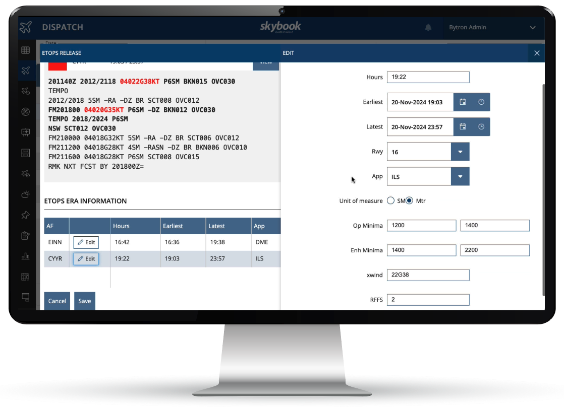 skybook puts operators firmly in control when it comes to ETOPS charts.