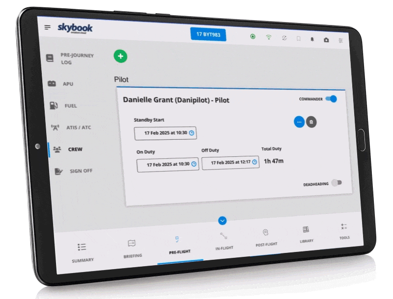 Streamlined Journey Log designed for pilots