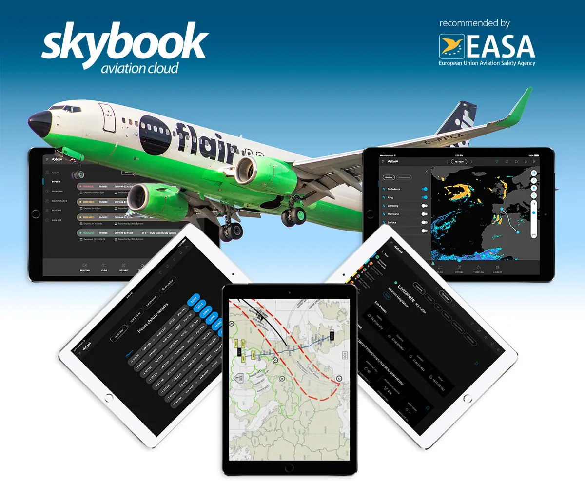 skybook aviation cloud EFB application EASA reccomended