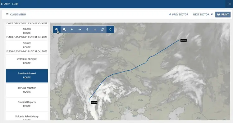 satellite infrared chart