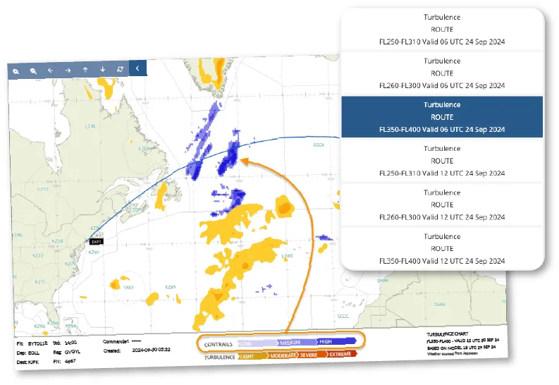 turbulence charts and contrail charts using google ai predictive contrail data