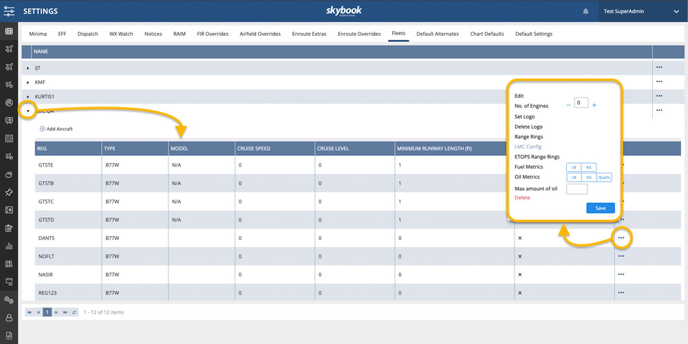 LMC last minute change calculation for specific aircraft