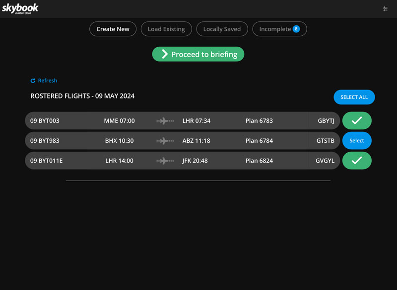 multiple single flight sectors on EFB