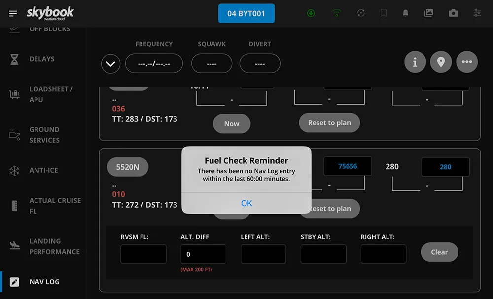 rvsm and fuel checks