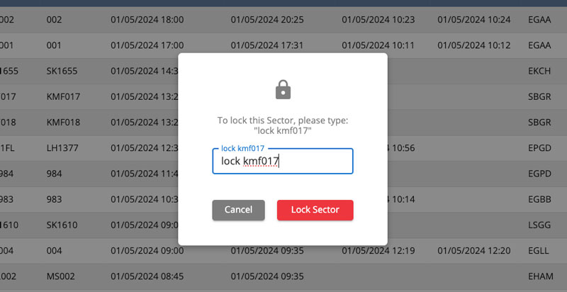 lock flight sector