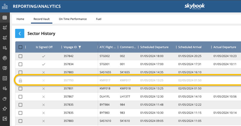 locked flight information