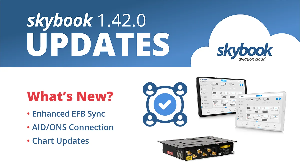 skybook 1.42.0 release including multipeer connectivity efb syncing and AID / ONS connection capability