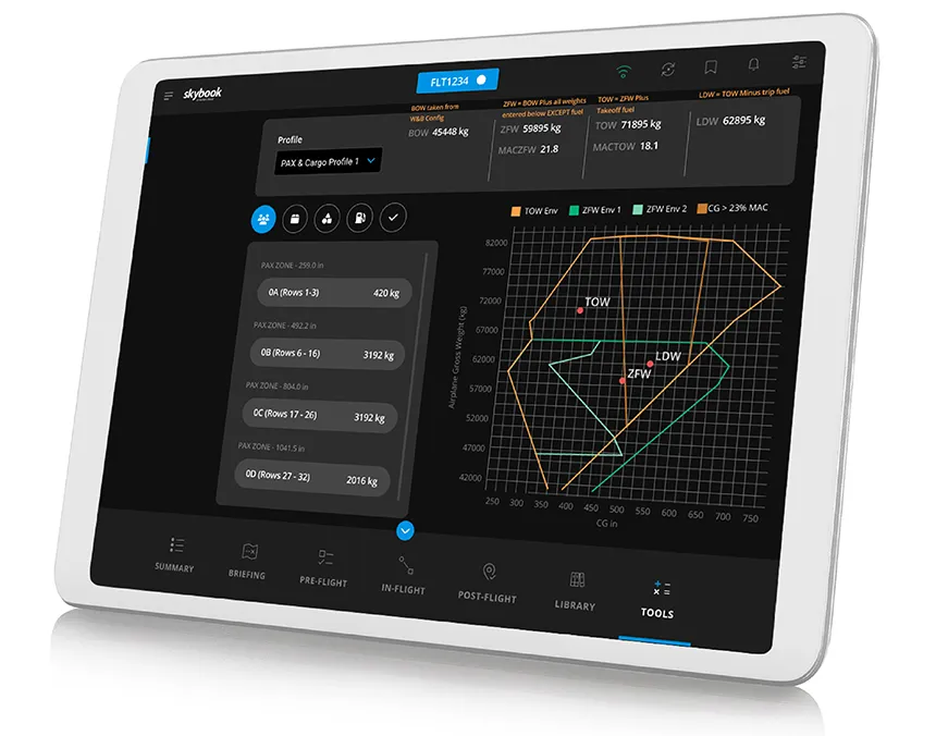 center of gravity w&b calculator on efb