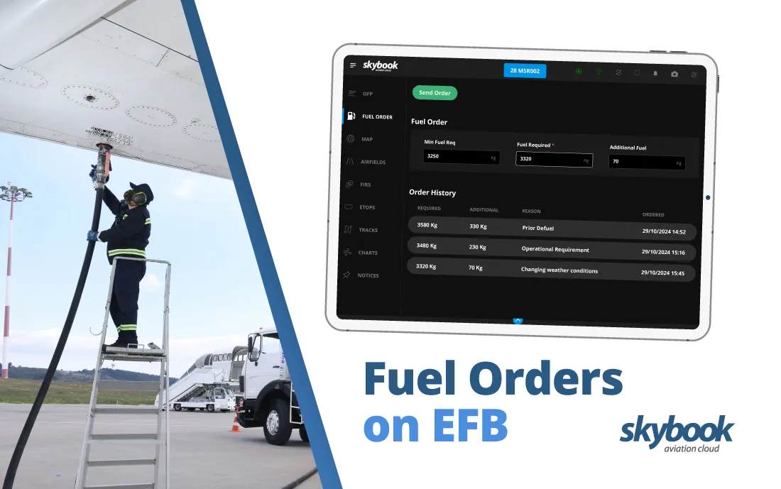 fuel orders on the efb for pilots to request additional fuel