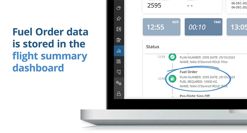 fuel order updates on flight history summary reports