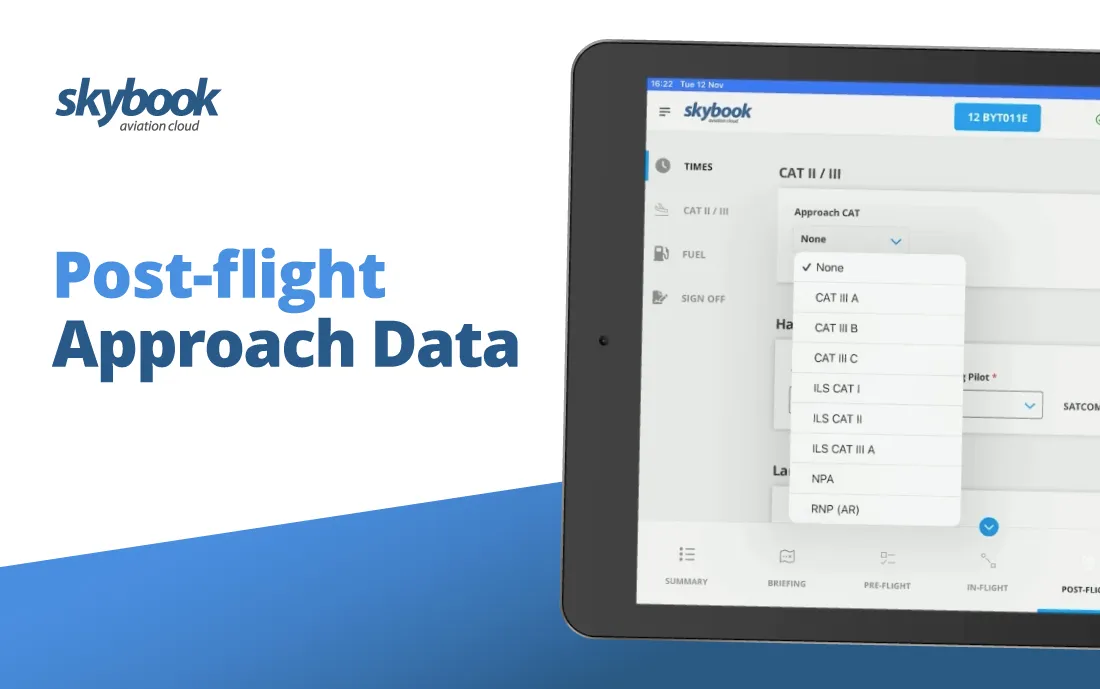 post-flight pilot approach data on efb, CAT III LANDING